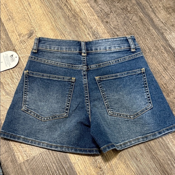 Wonder Nation Floral Embroidered Denim Shorts - Dark Blue and Light Blue - Picture 12 of 15